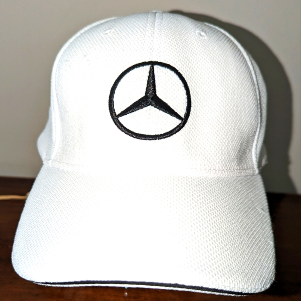 White Mercedes-Benz Golf hat,  Unisex, Adjustable strap back
